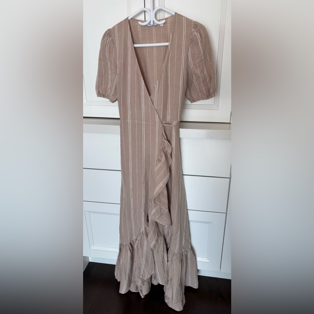 & Other Stories Ruffled Linen Wrap Midi Dress - Picture 2 of 2